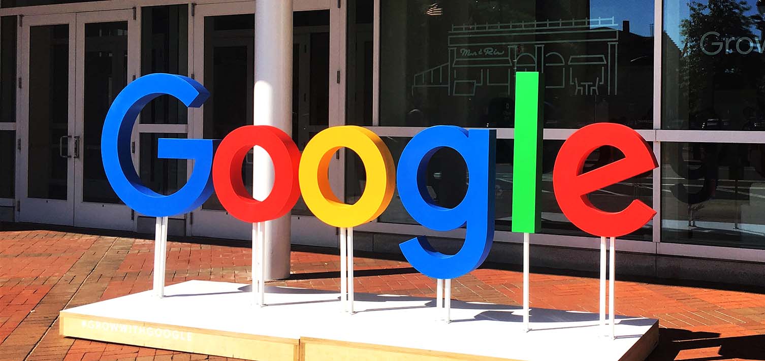 Google sign outside of Mass Mutual Center in Springfield, Massachusetts
